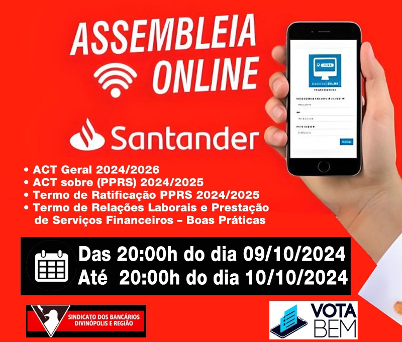 Visualizar Assembleia Geral Extraordinária Virtual - Banco Santander Brasil S/A - Das 20h do dia 09/10/2024 às 20h do dia 10/10/2024